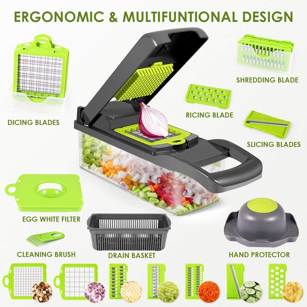Multifunctional Vegetable Cutter Shredders Slicer With Basket Fruit Po –  Isardia