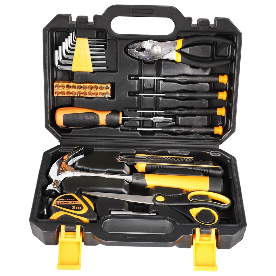 DEKO Hand Tools Woodworking tools Hand Tool Kit with Storage Case Plastic Tool box Screwdriver Knife Socket Wrench Multi tool