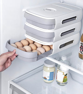 Refrigerator Egg Holder Kitchen Drawer Organizer Fresh-Keeping Egg Storage Box Large Capacity Stackable Food Container Egg Box