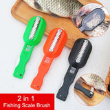 2 in 1 Plastic Fishing Scale Brush Built-in Fish cutter