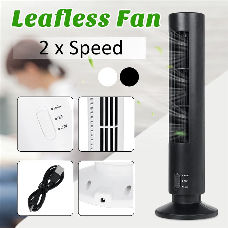 Portable 5V USB Air Conditioner Mini Electric Vertical Bladeless Tower Fan