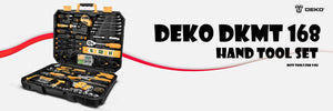 DEKO DKMT Series Hand Tool Set General Household Repair Hand Tool Kit with Plastic Toolbox Storage Case