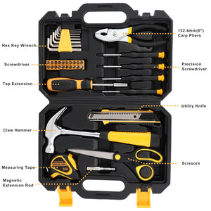DEKO Hand Tools Woodworking tools Hand Tool Kit with Storage Case Plastic Tool box Screwdriver Knife Socket Wrench Multi tool