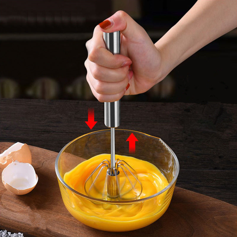 Semi-automatic Egg Beater Stainless Steel Whisk Manual Press Type