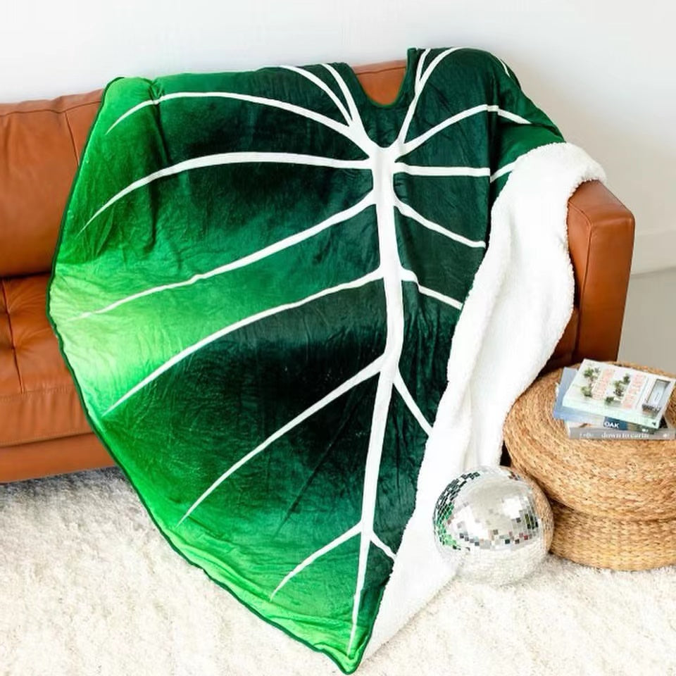 Green Leaves Giant Blanket Shape